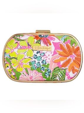 Lilly Pulitzer Pink Floral Minaudière Clutch/Crossbody Bag